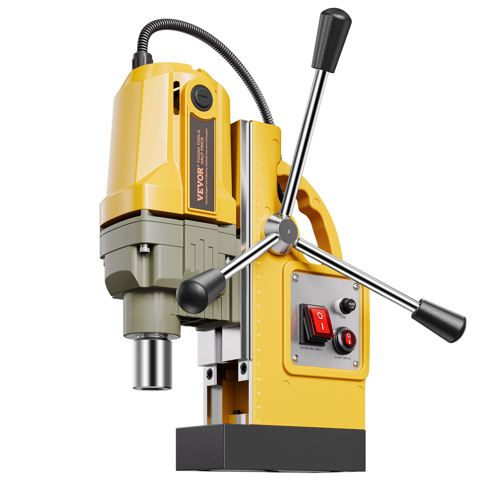 VEVOR 1400 W Taladro Magnético, Taladro de Columna Magnético Portátil de 12500 N con 11 Brocas de Perforación, Diámetro de Perforación de 40 mm, Velocidad de 800 RPM, para Mejoras para el Hogar