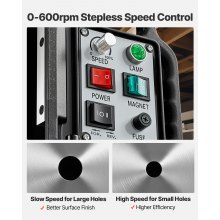 VEVOR 1500 W Taladro de Columna Magnético Diámetro 60 mm Velocidad de 0-600 RPM