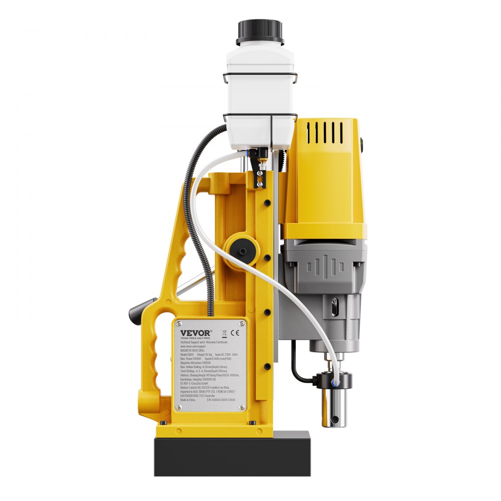 VEVOR 1400 W Taladro Magnético, Taladro de Columna Magnético Portátil de 13000 N, Diámetro de Perforación de 50 mm Velocidad Variable de 0 a 750 RPM, para Mejoras Industriales y del Hogar, Amarillo