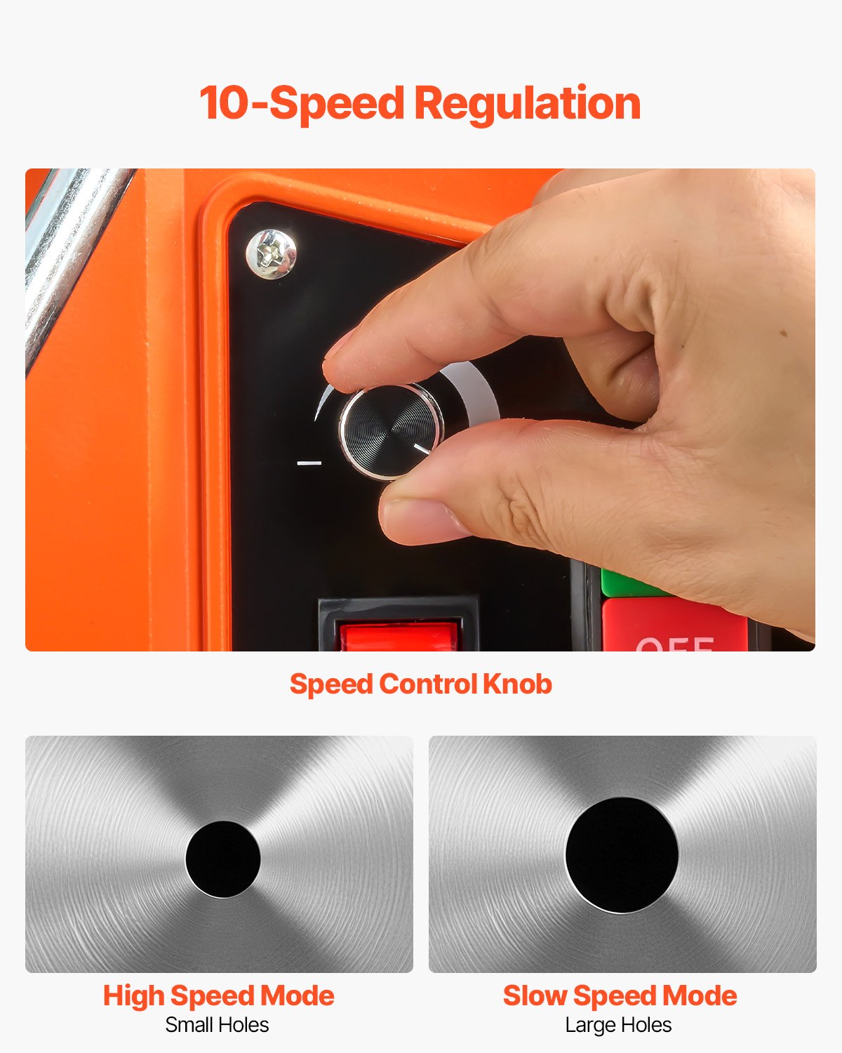 VEVOR 1550 W Taladro Magnético, Diámetro de Perforación 50 mm, Fuerza de 13000 N, Velocidades Ajustables de 0-550 RPM, Taladro Magnético Portátil, Herramienta Industrial para Construcción Renovación