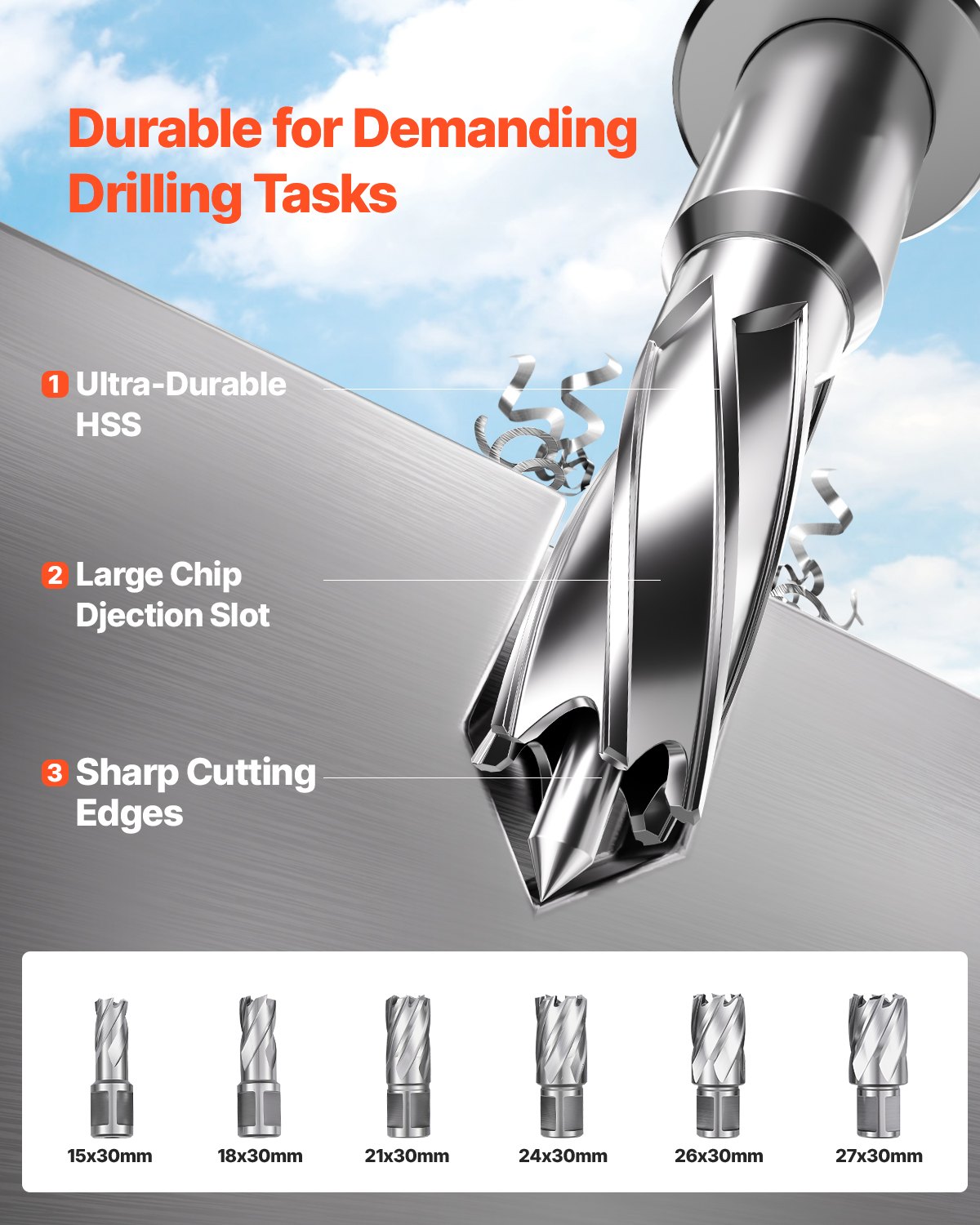 VEVOR Magnetic Drilling Machine, 1450W Motor, 2-inch Drilling Diameter, 2878 lbf Portable Electric Magnetic Drilling Machine, with 6 Core Drills, Drilling Machine for Metal Surfaces, DIY Area