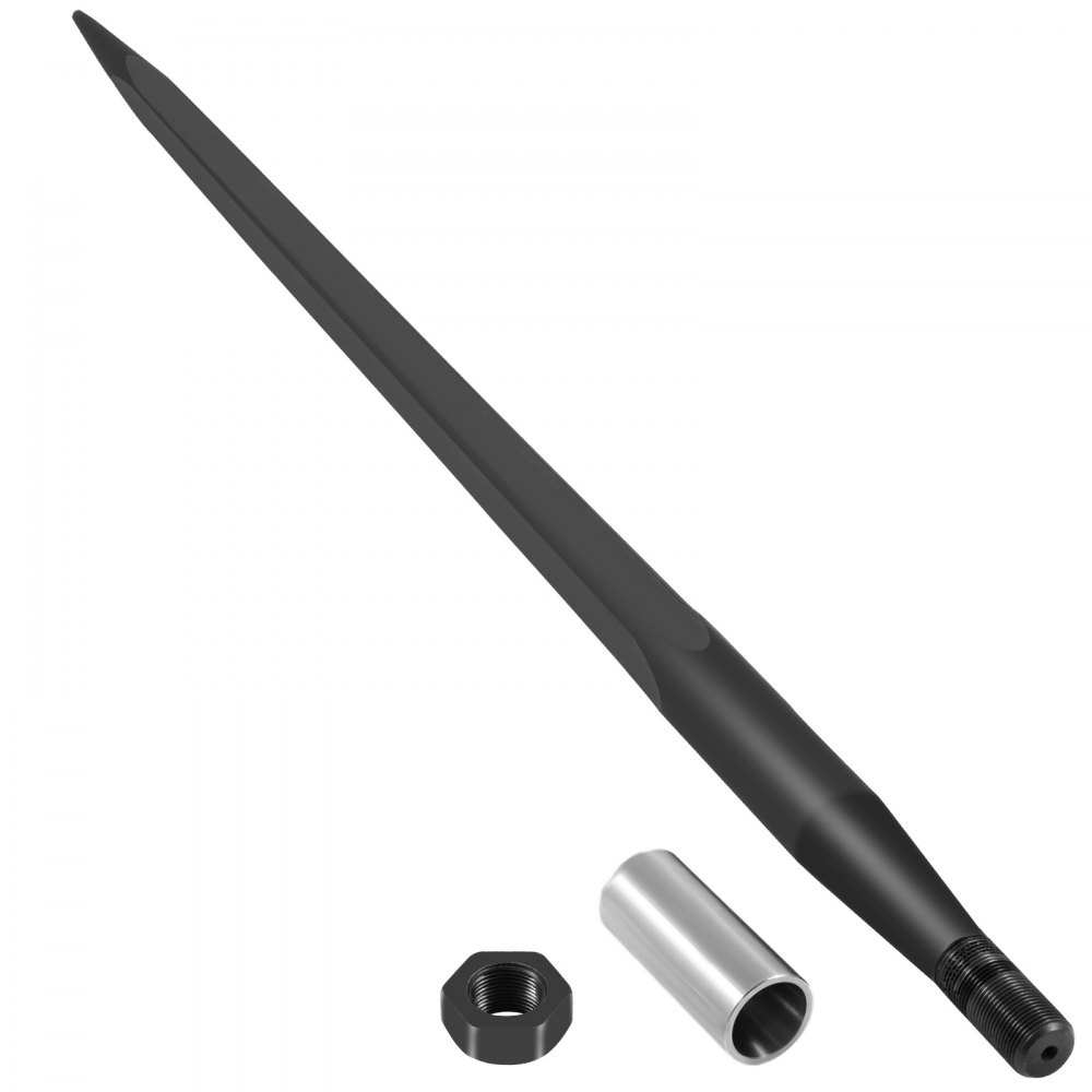 VEVOR Lanza para Heno de 99 cm, Lanza para Pacas de Heno de Capacidad de 1633 kg, Horquillas para Pacas con Revestimiento con Tuerca Hexagonal y Manguito para Baldes, Tractores y Cargadores, Negro