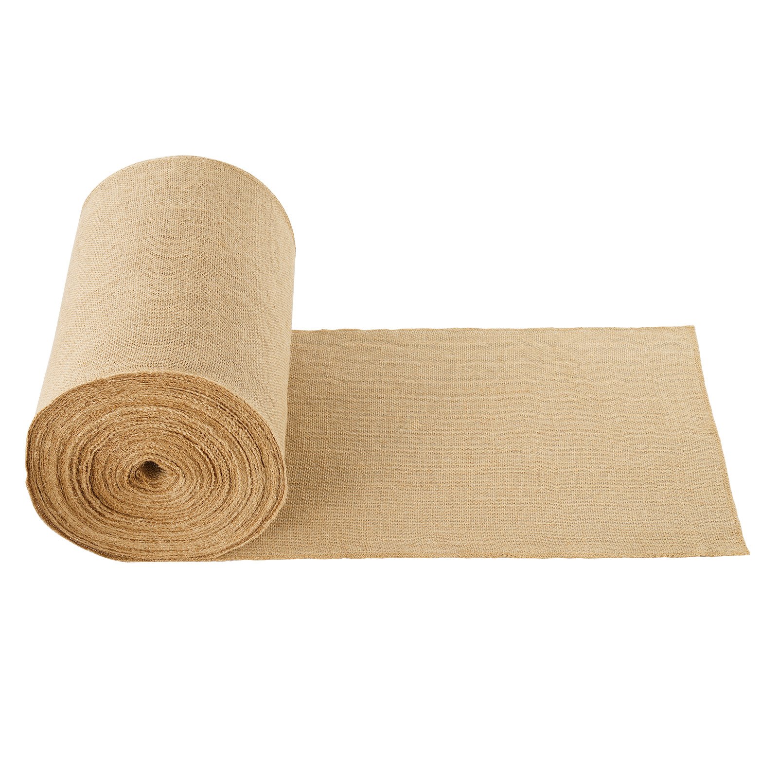 VEVOR Rollo de Tela de Arpillera de 355 mm x 45,7 m, 45 x 45 Rollos de Tela de Arpillera Natural de Alta Densidad de ancho, Rollo de Tela de Yute para Envolver Árboles, Decoración, Manualidades