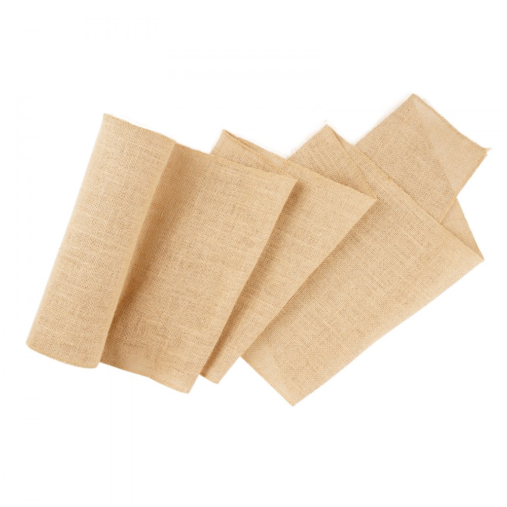 VEVOR Rollo de Tela de Arpillera de 355 mm x 9,1 m, 45 x 45 Rollos de Tela de Arpillera Natural de Alta Densidad de ancho, Rollo de Tela de Yute para Envolver Árboles, Decoración, Manualidades