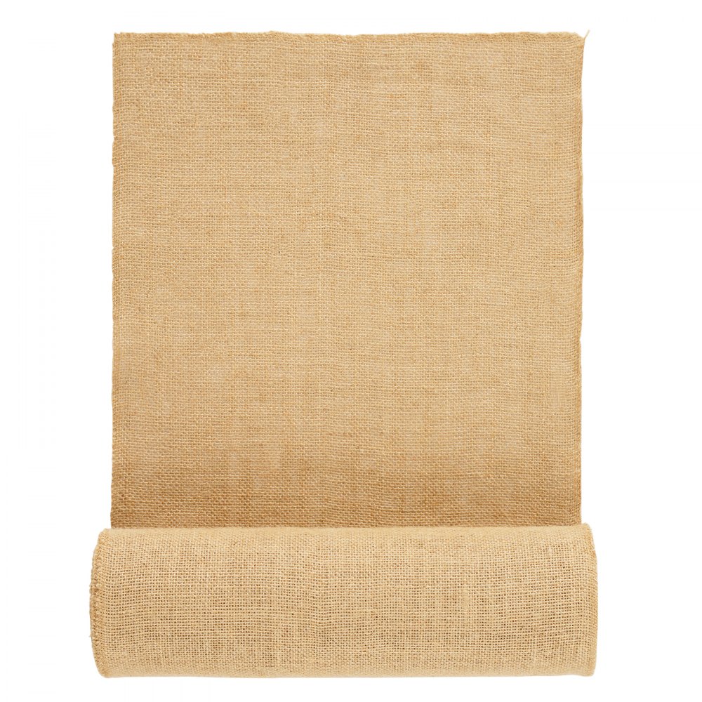 VEVOR Rollo de Tela de Arpillera de 355 mm x 9,1 m, 45 x 45 Rollos de Tela de Arpillera Natural de Alta Densidad de ancho, Rollo de Tela de Yute para Envolver Árboles, Decoración, Manualidades