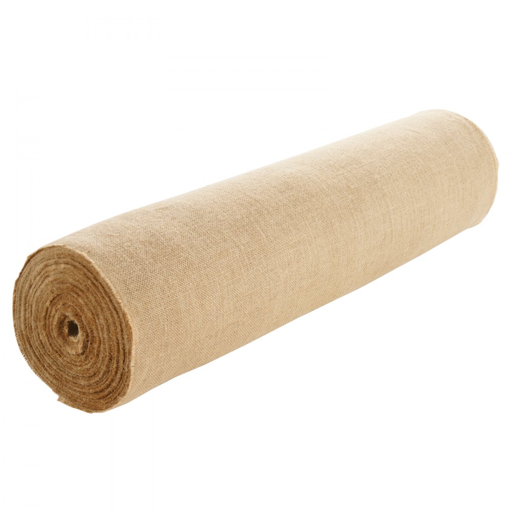 VEVOR Rollo de Tela de Arpillera de 914 mm x 45,7 m, 45 x 45 Rollos de Tela de Arpillera Natural de Alta Densidad de ancho, Rollo de Tela de Yute para Envolver Árboles, Decoración, Manualidades