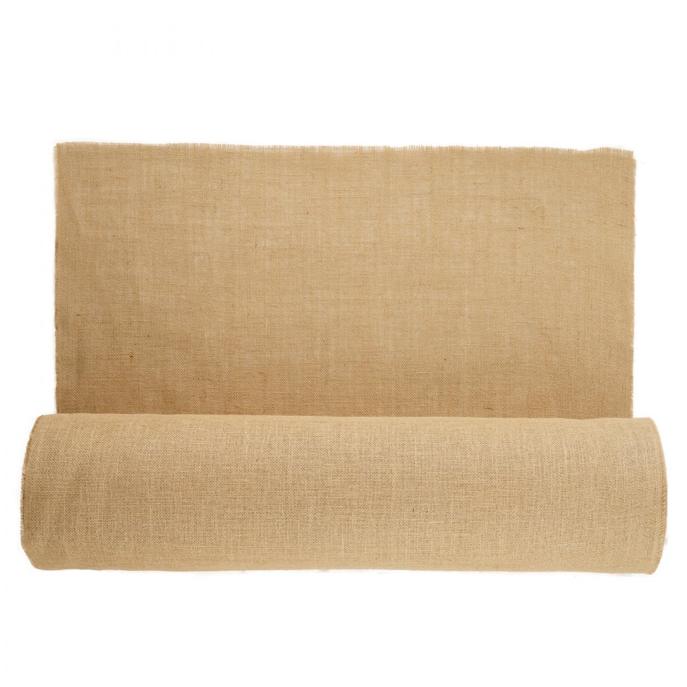 VEVOR Rollo de Tela de Arpillera de 914 mm x 45,7 m, 45 x 45 Rollos de Tela de Arpillera Natural de Alta Densidad de ancho, Rollo de Tela de Yute para Envolver Árboles, Decoración, Manualidades