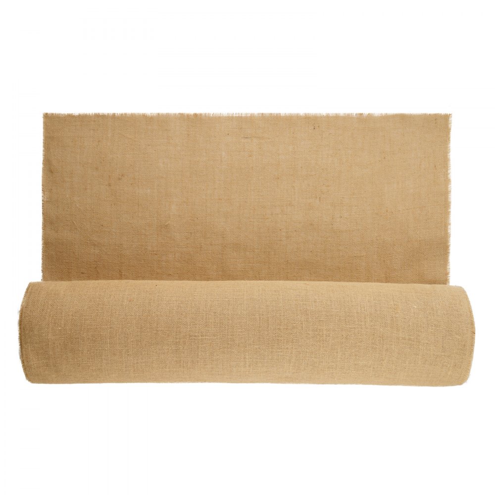 VEVOR Rollo de Tela de Arpillera de 1016 mm x 45,7 m, 45x 45 Rollos de Tela de Arpillera Natural de Alta Densidad de ancho, Rollo de Tela de Yute para Envolver Árboles, Decoración, Manualidades