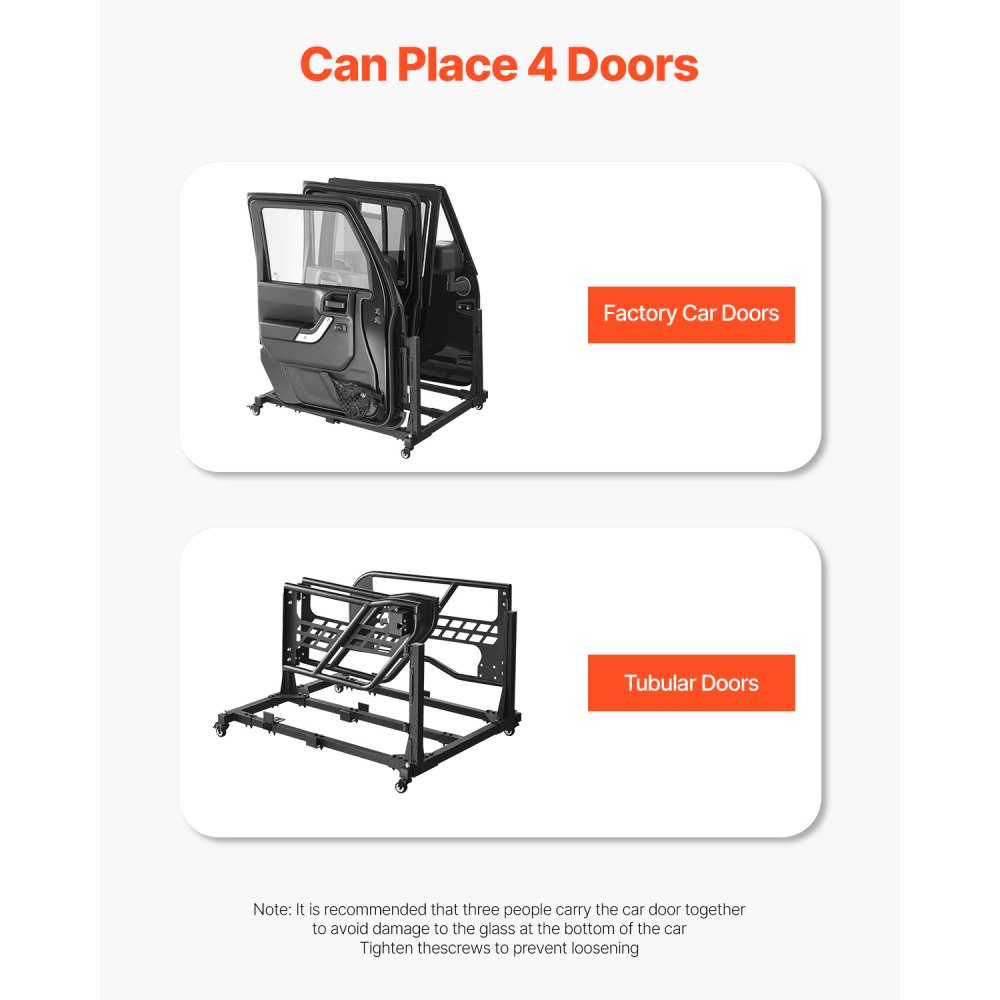 VEVOR Carrito de Almacenamiento para Puerta de Jeep con Cojín de Goma Engrosado Resistente Soporte de Almacenamiento para 4 Puertas de Coche Compatible con Jeep Wrangler JK JKU JL Gladiator