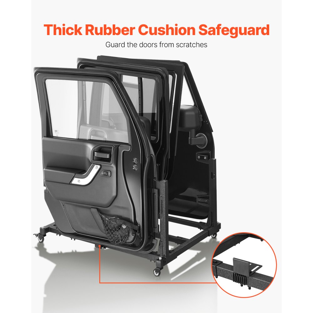 VEVOR Carrito de Almacenamiento para Puerta de Jeep con Cojín de Goma Engrosado Resistente Soporte de Almacenamiento para 4 Puertas de Coche Compatible con Jeep Wrangler JK JKU JL Gladiator