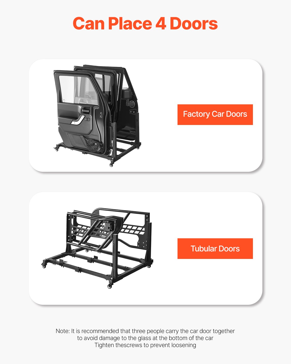VEVOR Carrito de Almacenamiento para Puerta de Jeep con Cojín de Goma Engrosado Resistente Soporte de Almacenamiento para 4 Puertas de Coche Compatible con Jeep Wrangler JK JKU JL Gladiator