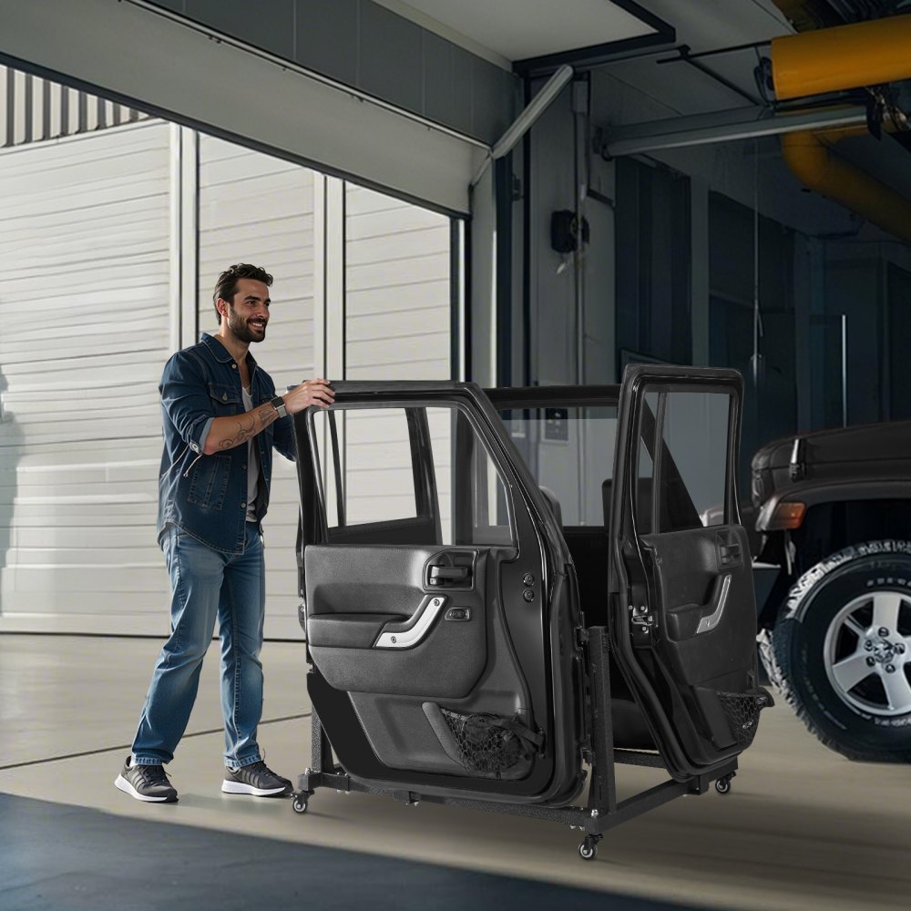 VEVOR Carrito de Almacenamiento para Puerta de Jeep 4 Puertas con Cojín de Goma Grueso Soporte para Puerta de Coche Compatible con Jeep Wrangler JK JL/Gladiator JT 2007-2023 JK JL/Gladiator JT