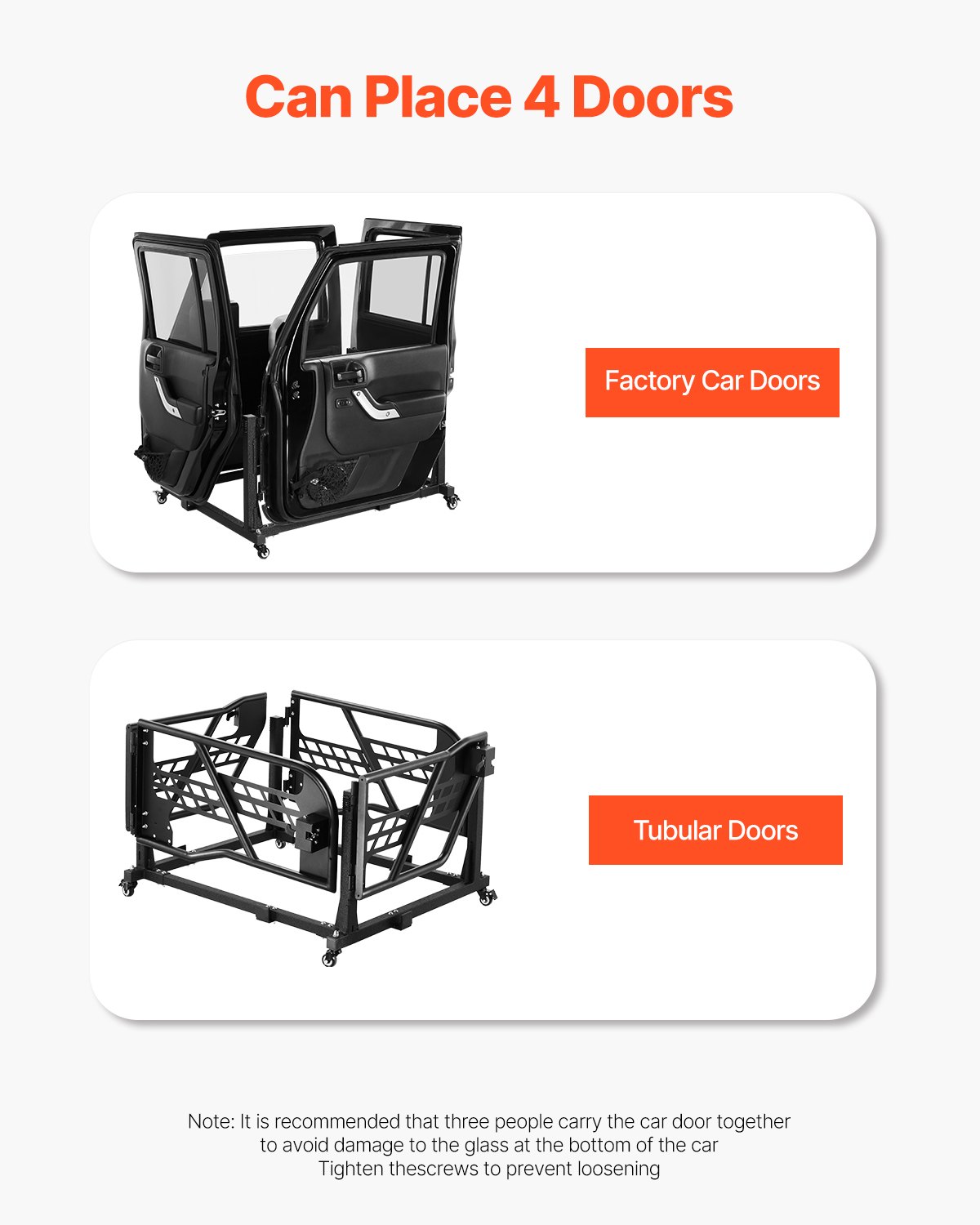 VEVOR Carrito de Almacenamiento para Puerta de Jeep 4 Puertas con Cojín de Goma Grueso Soporte para Puerta de Coche Compatible con Jeep Wrangler JK JL/Gladiator JT 2007-2023 JK JL/Gladiator JT