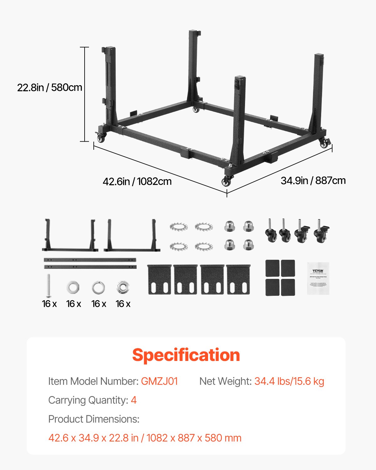 VEVOR Jeep Door Storage Cart (for 4 doors), portable, sturdy car door holder cart, suitable for Jeep Wrangler JK JL/Gladiator JT 2007-2023 JK JL / Gladiator JT Black