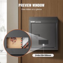 VEVOR Buzón Empotrable de Puerta 305x155x360mm Cerradura Código Negro para Hogar