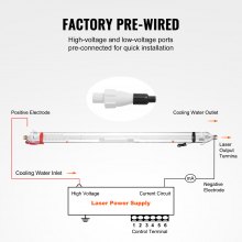 VEVOR 100W 1450mm Tubo Láser CO2 para Corte por Láser de Vidrio de Borosilicato