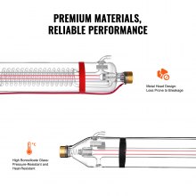 VEVOR 130W 1650mm Tubo Láser CO2 para Corte por Láser de Vidrio de Borosilicato