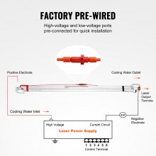 VEVOR 60W 1250mm Tubo Láser CO2 para Corte por Láser de Vidrio de Borosilicato