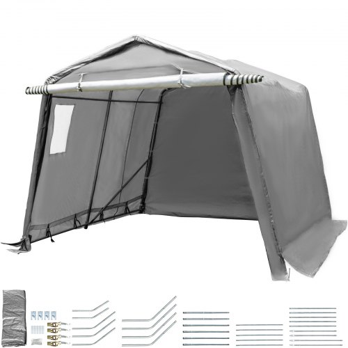 Cobertizo De Almacenamiento Portátil, Toldo De Coche 10 X 10 X 7,8 Pies Gris