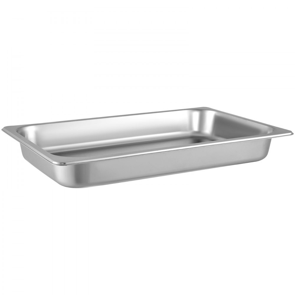 VEVOR 6 Bandejas Rectangulares de Acero Inoxidable, Tamaño 50 x 30 x 5 CM, Unidad Bandeja Honda Rectangular para Servir, Bandeja Profunda Rectangular, Bandeja de Acero Inoxidable para Arroz al Vapor