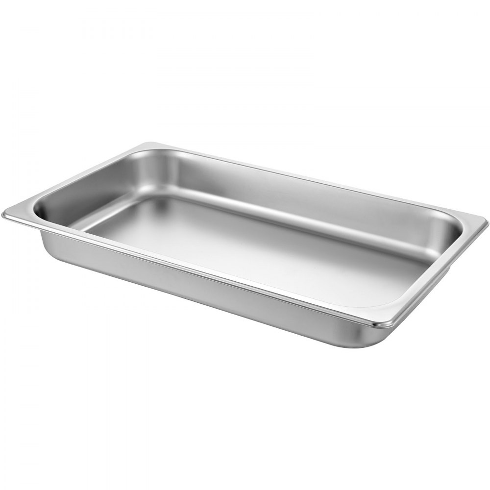 VEVOR 6 Bandejas Rectangulares de Acero Inoxidable, Tamaño 50 x 30 x 5 CM, Unidad Bandeja Honda Rectangular para Servir, Bandeja Profunda Rectangular, Bandeja de Acero Inoxidable para Arroz al Vapor