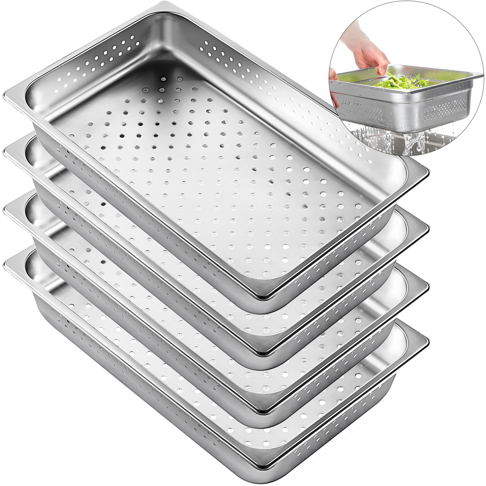 4pcs Bandeja De Horno Acero Inoxidable 2.5‘’de Profundidad Para Hotel