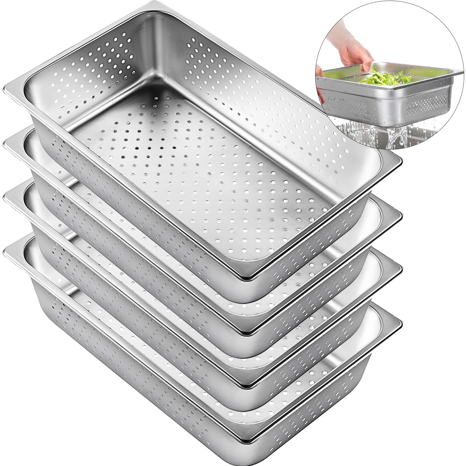 Bandejas De Vapor Perforadas Bandeja De Horno 4pcs Acero Inoxidable 53x32x15cm