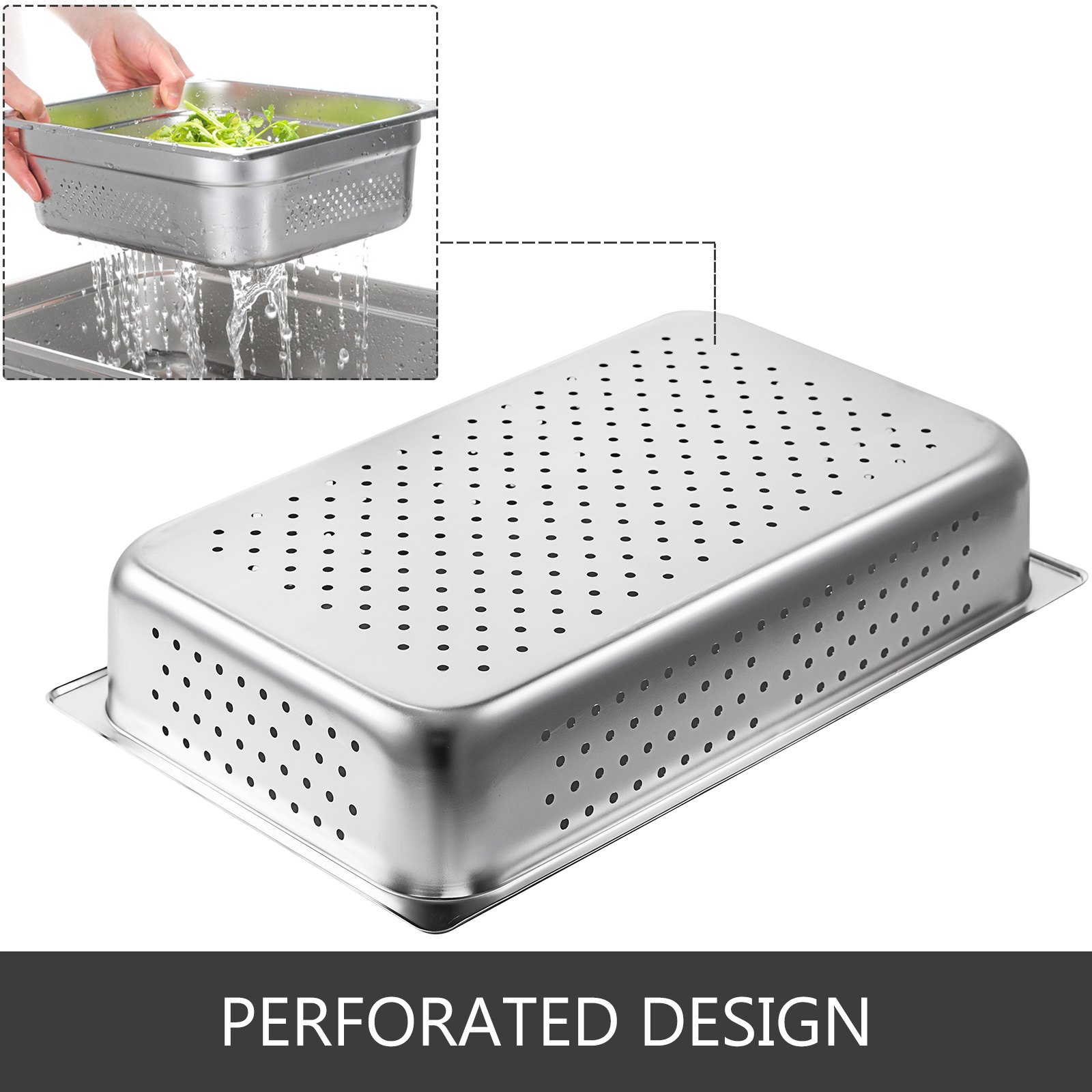 6pcs Bandeja De Horno De Vapor Acero Inoxidable 304 4'' Profundidad Restaurante