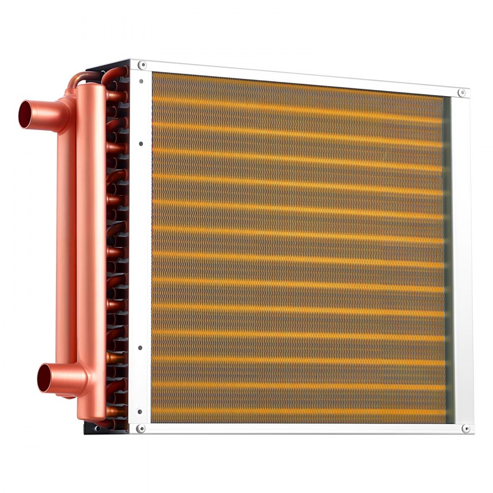 VEVOR Serpentín de Intercambio de Calor de 356 x 356 mm, Intercambiador de Calor Aire-Agua con Aletas de Aluminio y Tubos de Cobre, Capacidad 65000 BTU/h para Hornos, Refrigeración, Calefacción, HVAC