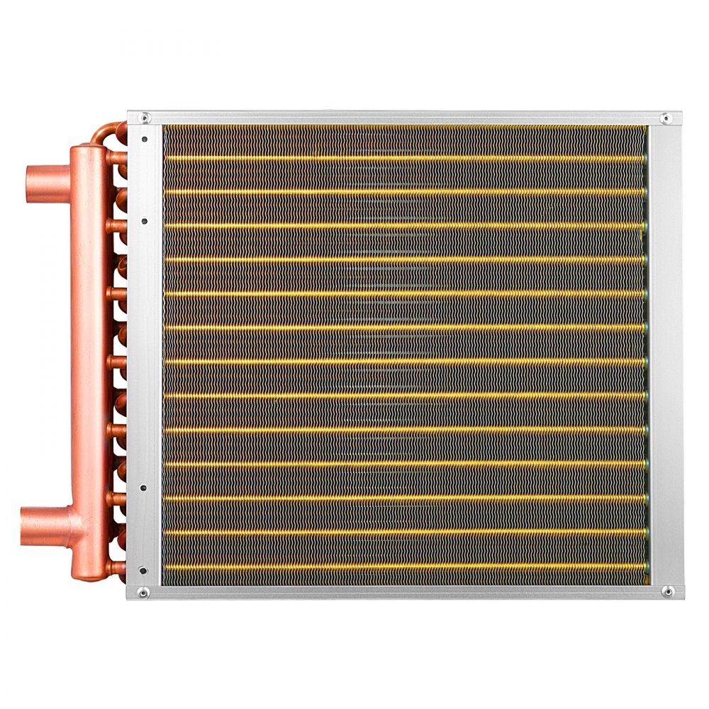 VEVOR Serpentín de Intercambio de Calor de 356 x 356 mm, Intercambiador de Calor Aire-Agua con Aletas de Aluminio y Tubos de Cobre, Capacidad 65000 BTU/h para Hornos, Refrigeración, Calefacción, HVAC