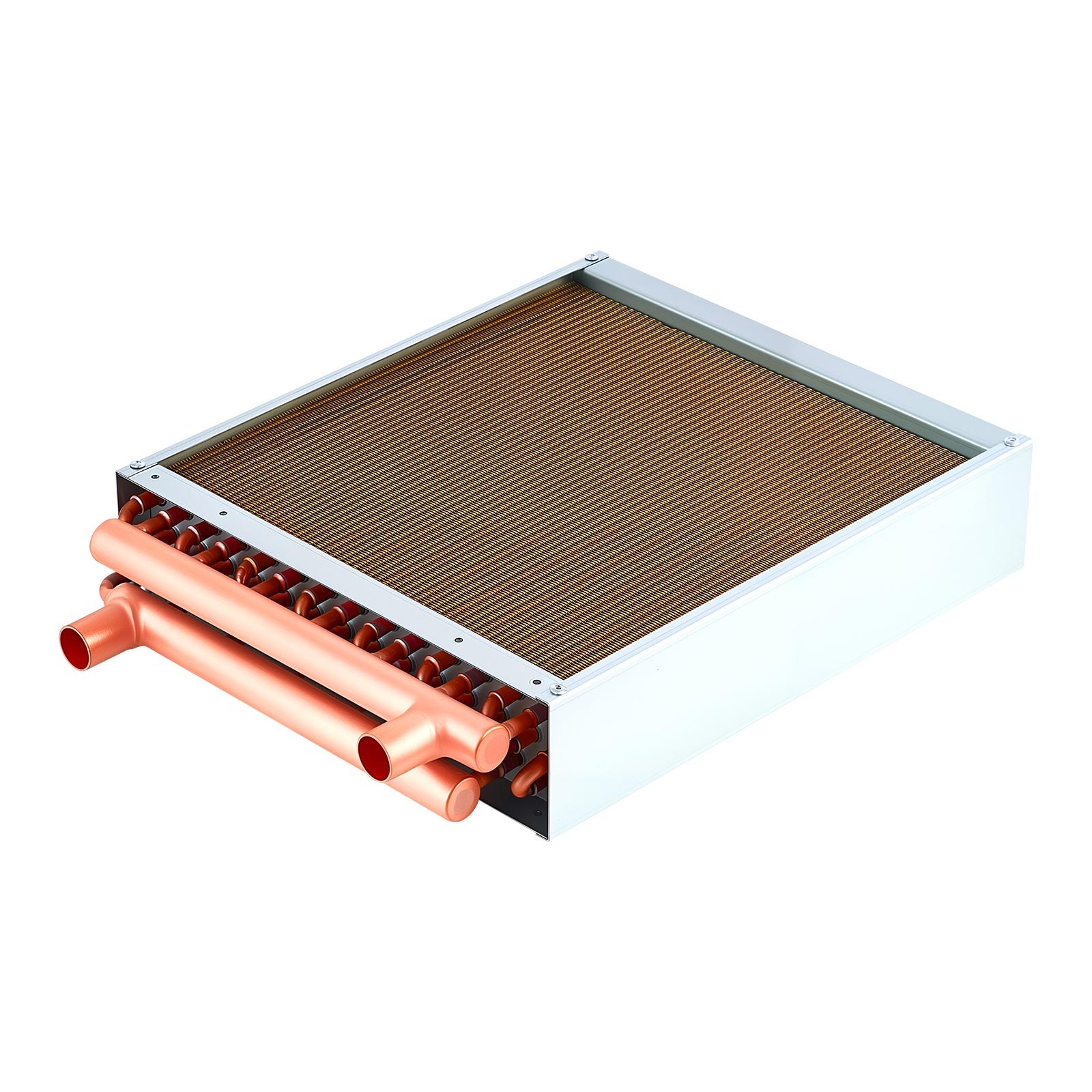 VEVOR Serpentín de Intercambio de Calor de 356 x 356 mm, Intercambiador de Calor Aire-Agua con Aletas de Aluminio y Tubos de Cobre, Capacidad 65000 BTU/h para Hornos, Refrigeración, Calefacción, HVAC