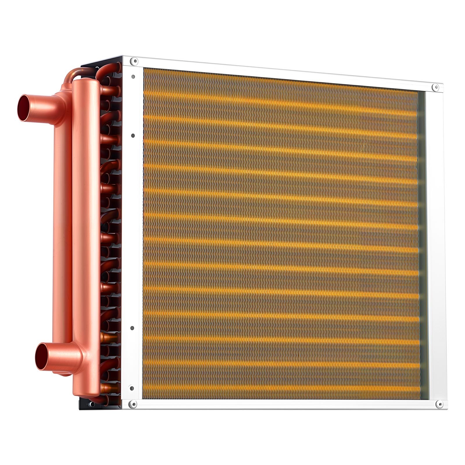 VEVOR Serpentín de Intercambio de Calor de 356 x 356 mm, Intercambiador de Calor Aire-Agua con Aletas de Aluminio y Tubos de Cobre, Capacidad 65000 BTU/h para Hornos, Refrigeración, Calefacción, HVAC