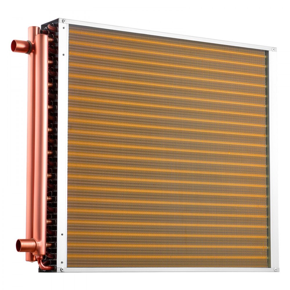 VEVOR Serpentín de Intercambio de Calor de 559 x 559 mm, Intercambiador de Calor Aire-Agua con Tubos de Cobre y Aletas de Aluminio, Capacidad 190000 BTU/h para Hornos, Refrigeración, HVAC, Calefacción