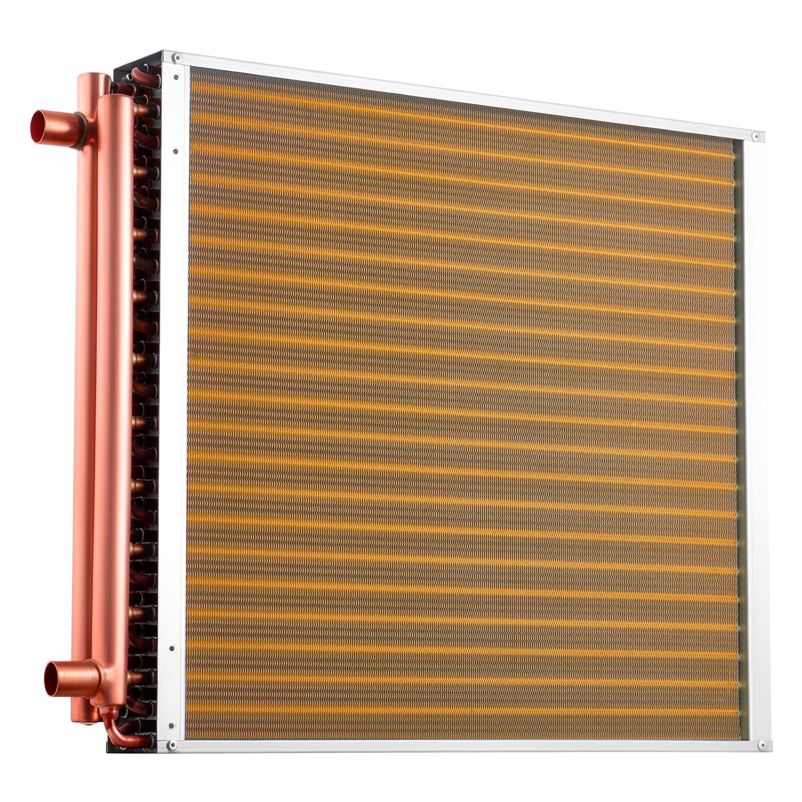 VEVOR Serpentín de Intercambio de Calor de 559 x 559 mm, Intercambiador de Calor Aire-Agua con Tubos de Cobre y Aletas de Aluminio, Capacidad 190000 BTU/h para Hornos, Refrigeración, HVAC, Calefacción