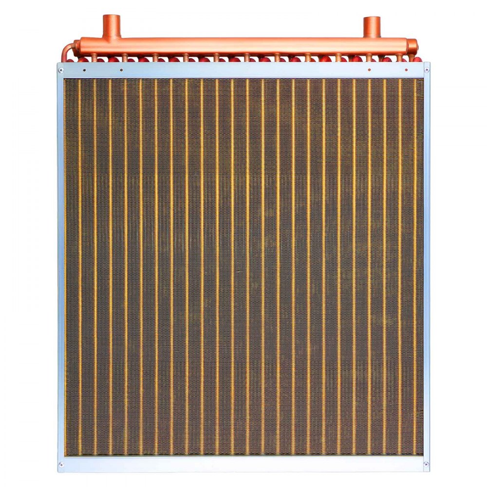 VEVOR Serpentín de Intercambio de Calor, Intercambiador de Calor Aire-Agua con Tubos de Cobre y Aletas de Aluminio de 610 x 610 mm para Hornos de Leña Exteriores, Refrigeración, HVAC y Calefacción