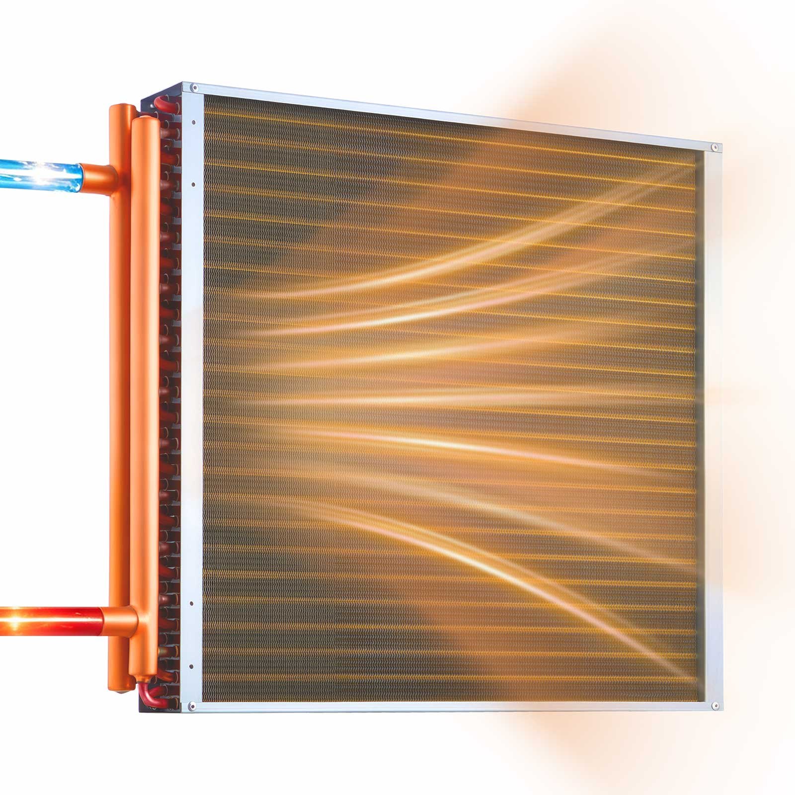 VEVOR Serpentín de Intercambio de Calor, Intercambiador de Calor Aire-Agua con Tubos de Cobre y Aletas de Aluminio de 610 x 610 mm para Hornos de Leña Exteriores, Refrigeración, HVAC y Calefacción
