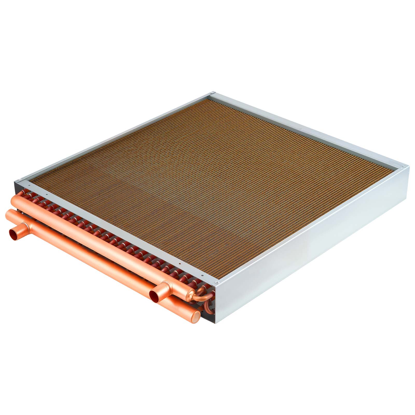VEVOR Serpentín de Intercambio de Calor, Intercambiador de Calor Aire-Agua con Tubos de Cobre y Aletas de Aluminio de 610 x 610 mm para Hornos de Leña Exteriores, Refrigeración, HVAC y Calefacción