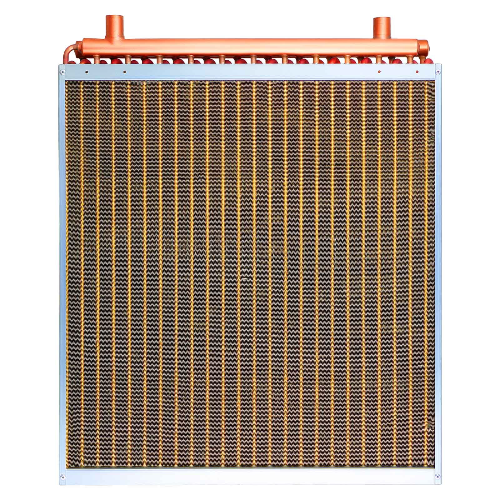VEVOR Serpentín de Intercambio de Calor, Intercambiador de Calor Aire-Agua con Tubos de Cobre y Aletas de Aluminio de 610 x 610 mm para Hornos de Leña Exteriores, Refrigeración, HVAC y Calefacción