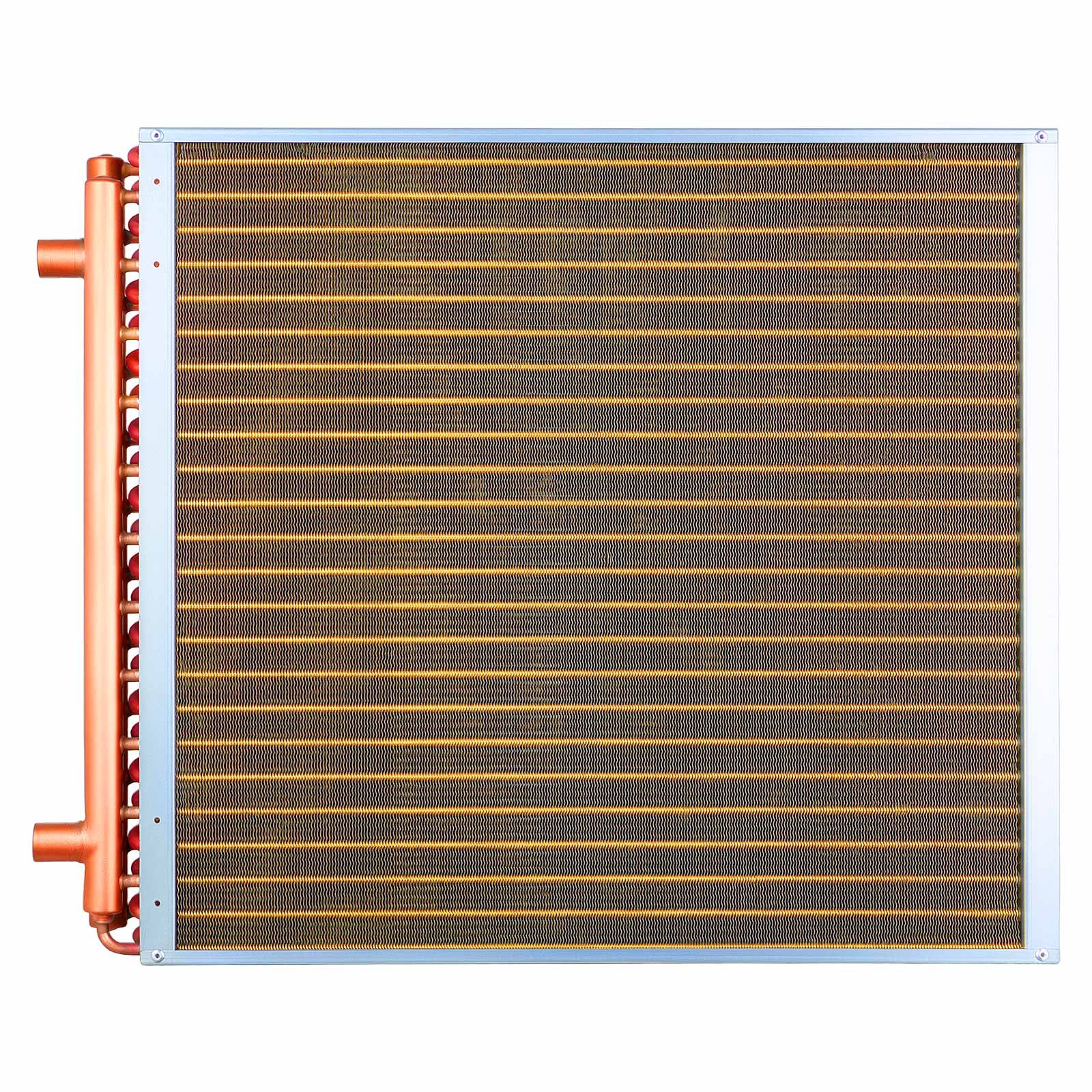 VEVOR Serpentín de Intercambio de Calor, Intercambiador de Calor Aire-Agua con Tubos de Cobre y Aletas de Aluminio de 610 x 610 mm para Hornos de Leña Exteriores, Refrigeración, HVAC y Calefacción