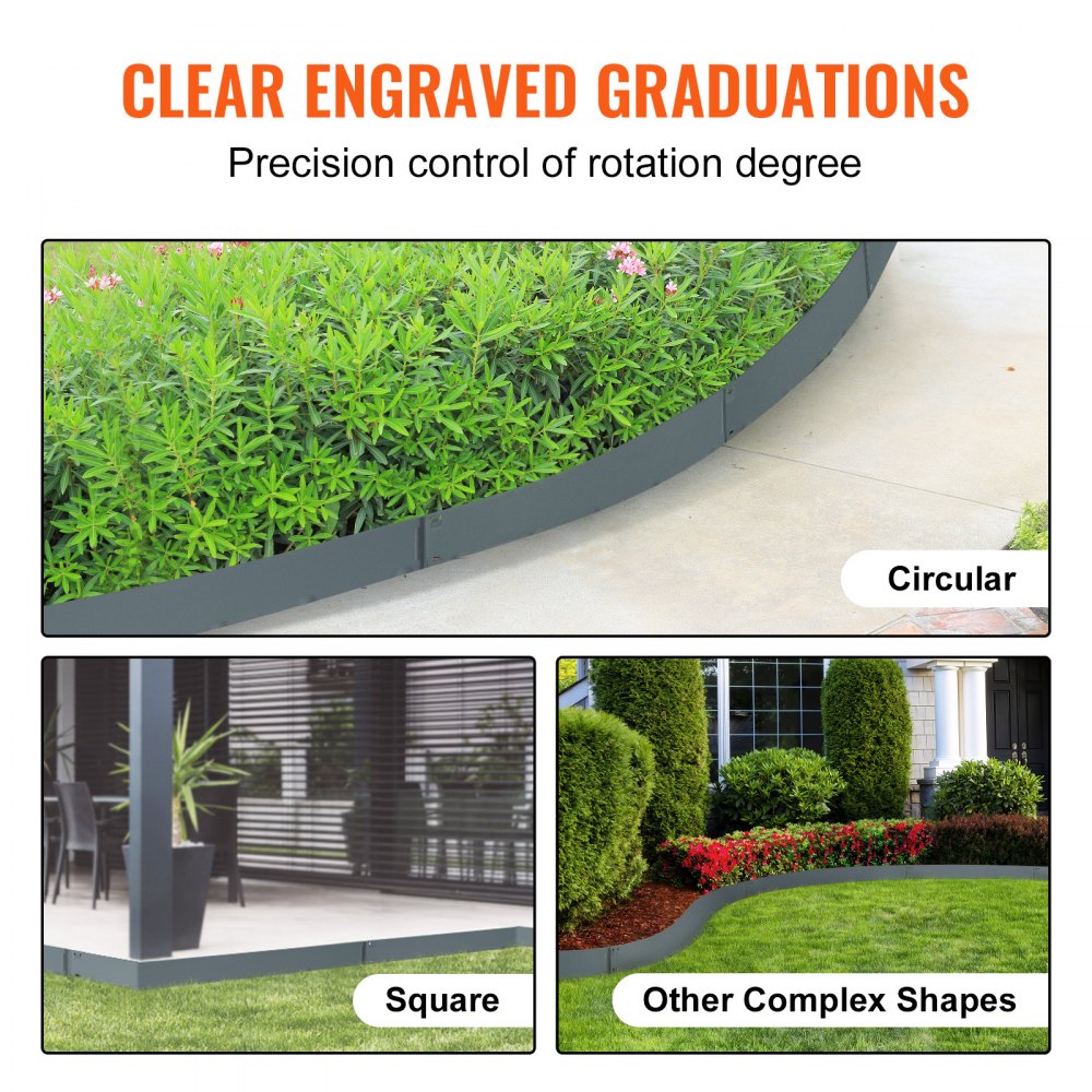 VEVOR Bordura de Acero 99 x 7,6 cm Borde para Césped 5 Piezas Valla Delimitadora de Bordes Altura de 8 cm Borde Limitador de Jardín Flexible para Jardines, Senderos, Patios, Césped, Gris Oscuro