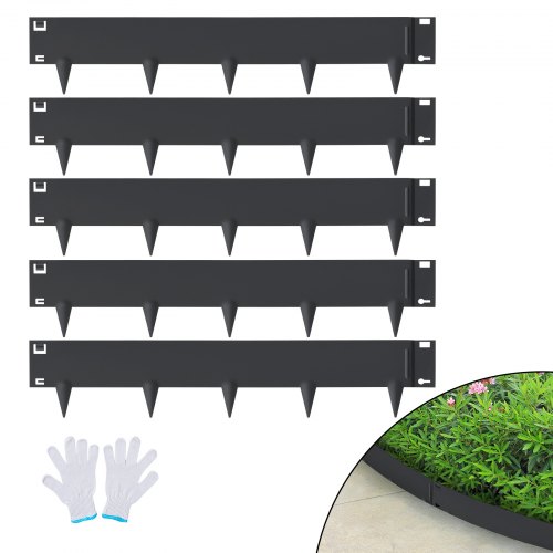 VEVOR Borde de Acero para Jardín Piezas Bordes de Metal para Paisaje de Césped, 99 x 7,6 cm, Punta de Instalación Simple, Altura de 8 cm, Tiras Plegables Resistentes para Patio, Jardín, Césped, Negro