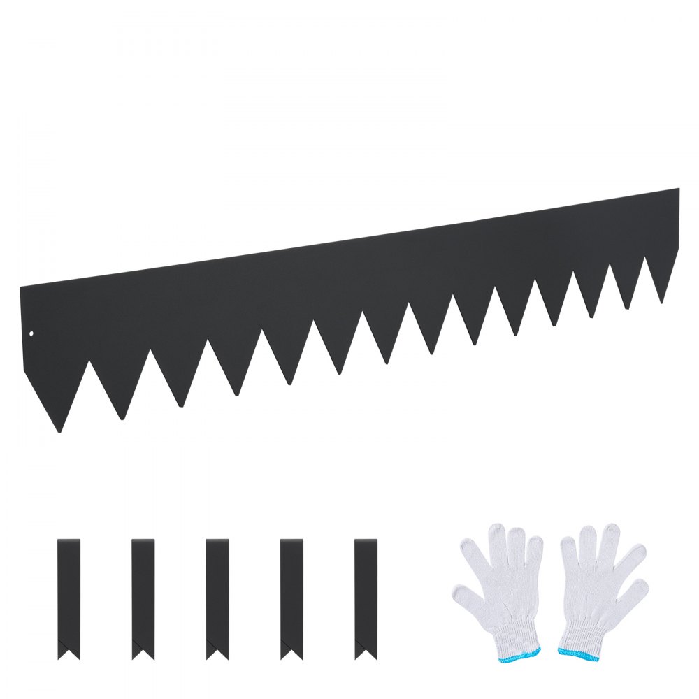 VEVOR Bordura de Acero 101,6x15,2 cm Borde para Césped 3 Piezas Valla Delimitadora de Bordes con 5 Clips de Fijación Borde Limitador de Jardín Flexible para Jardines, Senderos, Patios, Césped, Negro