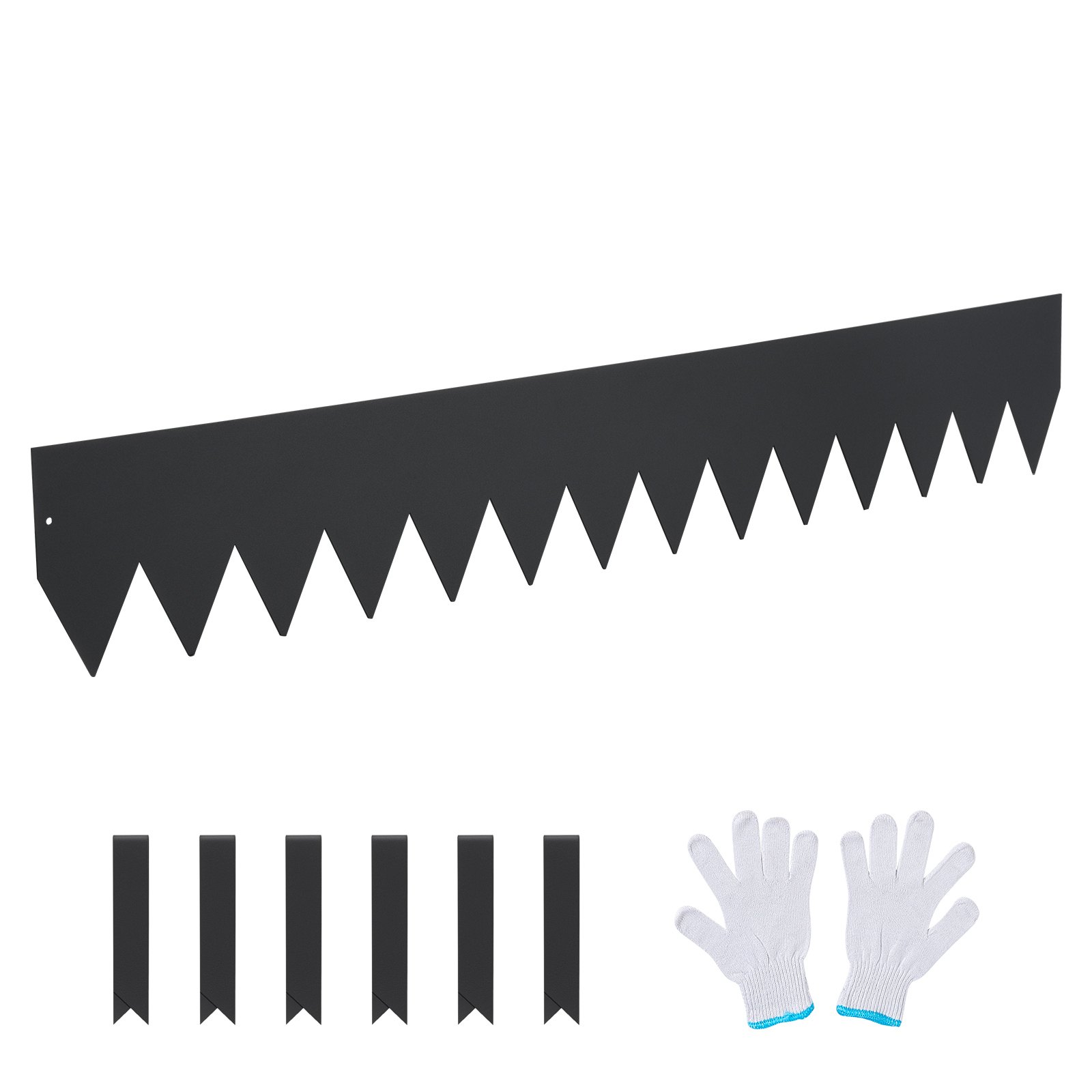 VEVOR Bordura de Acero 101,6x15,2 cm Borde para Césped 4 Piezas Valla Delimitadora de Bordes con 6 Clips de Fijación Borde Limitador de Jardín Flexible para Jardines, Senderos, Patios, Césped, Negro