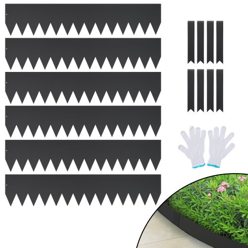 VEVOR Borde de acero para paisaje, paquete de 6 bordes de acero para jardín, tiras de 40 pulgadas de ancho x 8 pulgadas de alto, borde de borde martillado con 8 clips, borde de paisaje de metal plegab