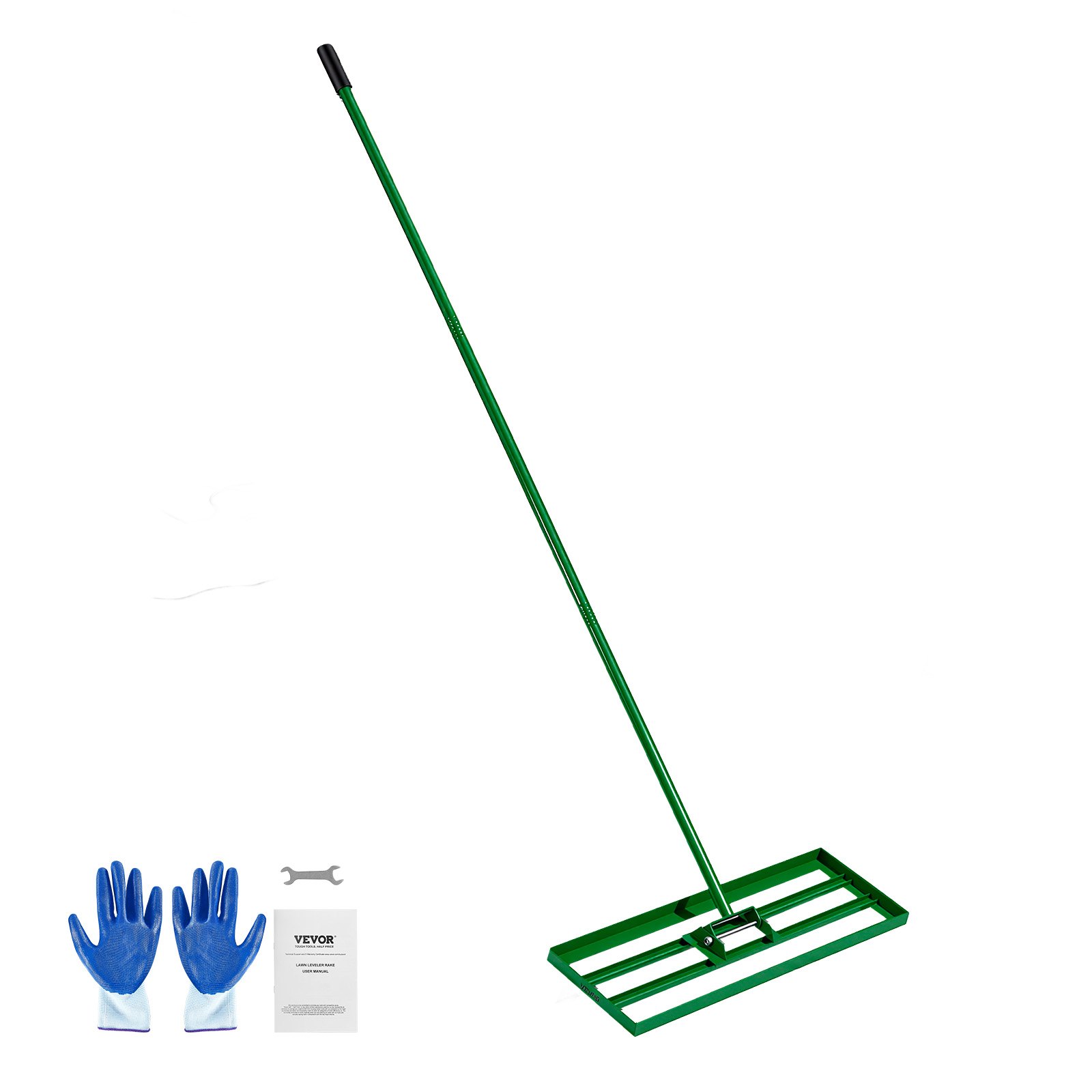 ​VEVOR Rastrillo Nivelador de Césped Placa Base de 758 x 254 mm, Mango de Acero Extendido de 1981 mm, Rastrillo Nivelador de Suelo Resistente de Aleación de Aluminio para Césped, Campos de Golf