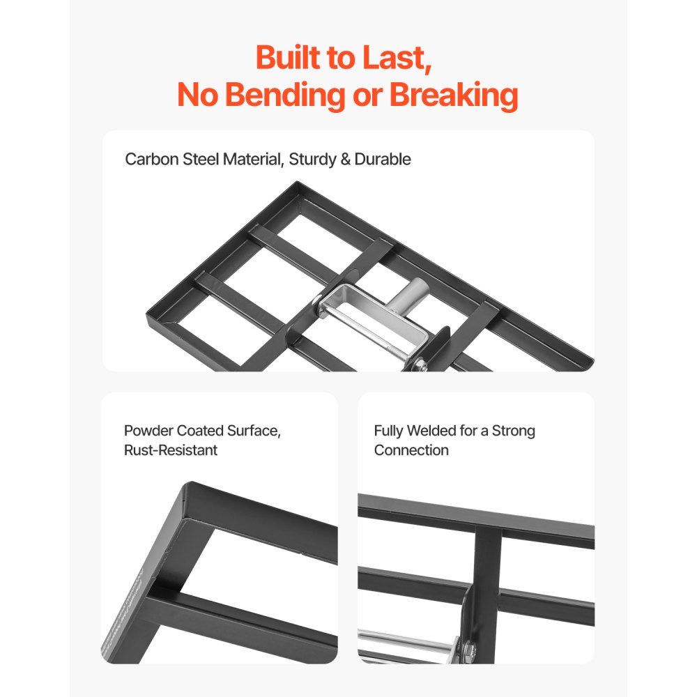 VEVOR Lawn Rake, Leveling Rake with 198 cm Handle, 431x254 mm Base Plate, Rust-Resistant Carbon Steel Leveling Rake, 5 Height Adjustable, Lawn Leveling Tool for Yard and Golf Course