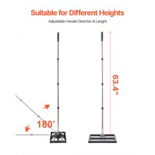 VEVOR Rastrillo Nivelador de Césped de 254 x 431 mm con Mango Ajustable de 161cm