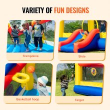 VEVOR Castillo Hinchable Estructura Inflable con Soplador Tobogán y Bolsa de Almacenamiento y Zona de Juegos Inflable al Aire Libre para Niños de 3 a 10 Años 450x440x203 cm para Patio Jardín