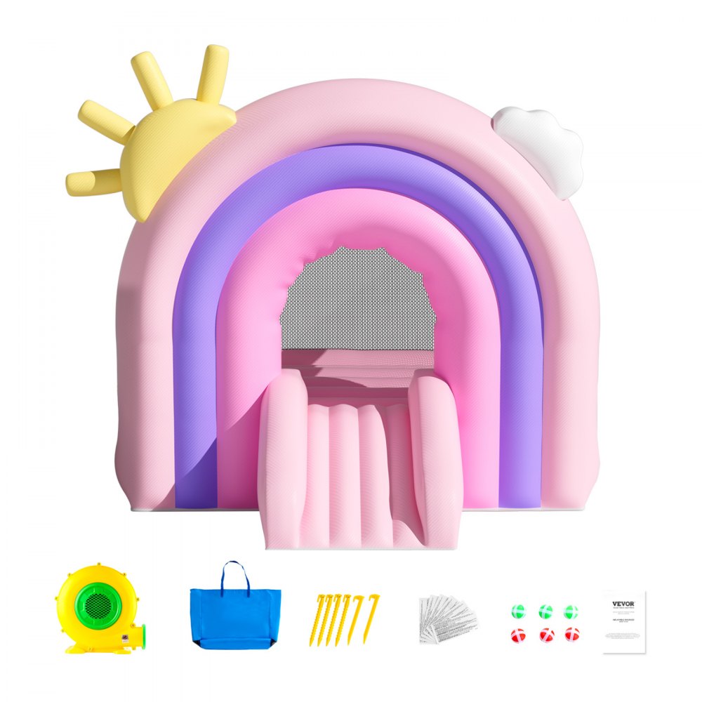 VEVOR Castillo Hinchable Estructura Inflable con Soplador Tobogán y Bolsa de Almacenamiento y Zona de Juegos Inflable al Aire Libre para Niños de 3 a 8 Años 280x230x230 cm para Patio Jardín