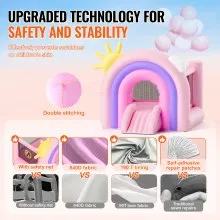 VEVOR Castillo Hinchable Estructura Inflable con Soplador Tobogán y Bolsa de Almacenamiento y Zona de Juegos Inflable al Aire Libre para Niños de 3 a 8 Años 280x230x230 cm para Patio Jardín
